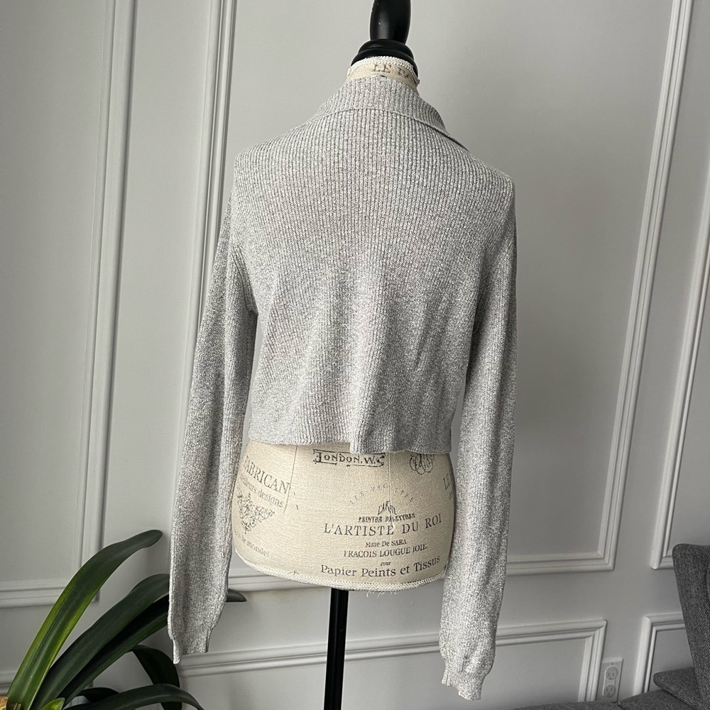 Brandy Merville Gray Knit Cropped Sweater - Picture 3 of 5